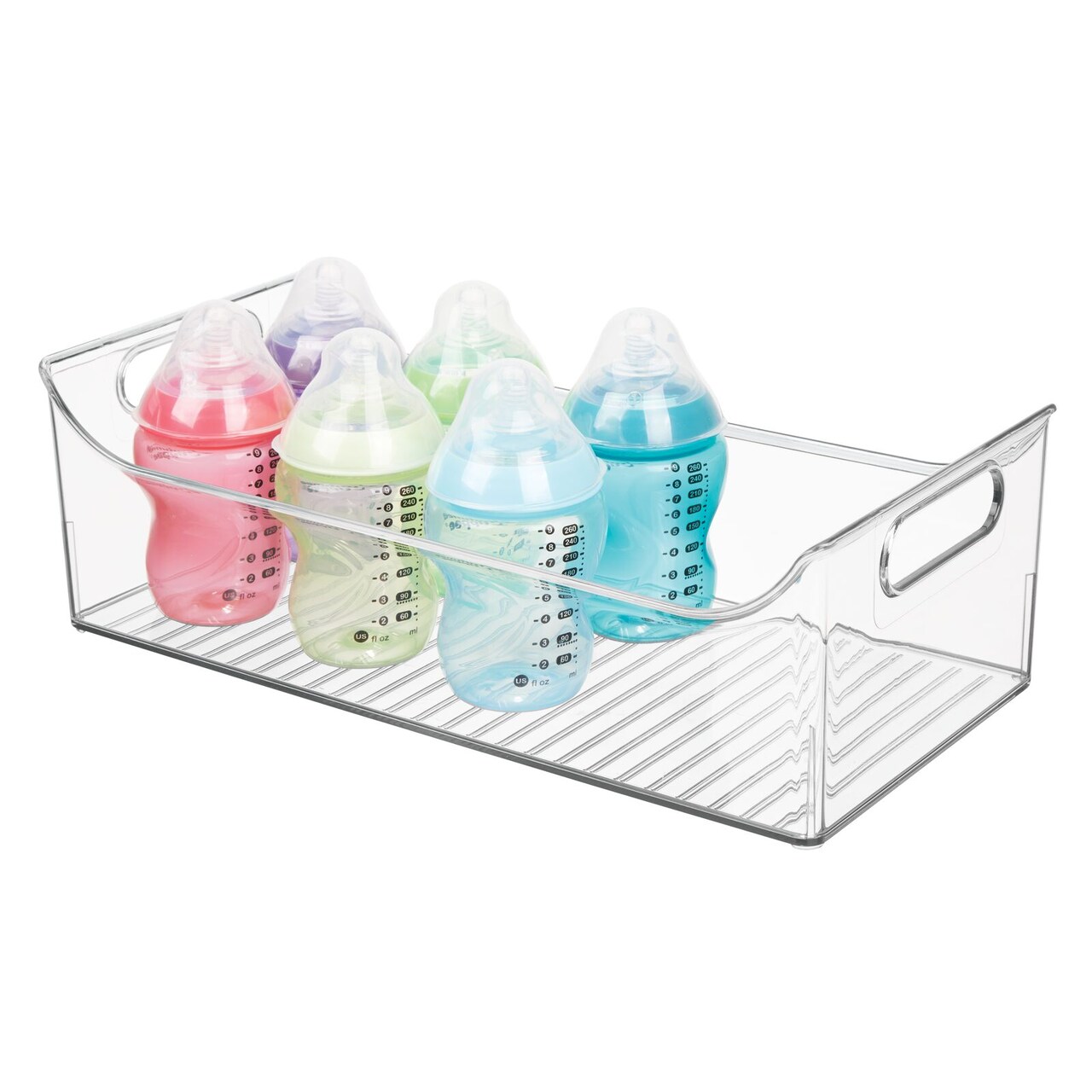 mDesign Plastic Storage Organizer Bin for Kids Supplies with Handles